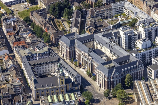Aerial view, Andreas Quartier Hyatt House Hotel in the Old Town in Düsseldorf, Rhineland, North