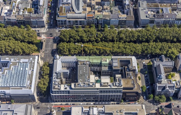 Aerial view, Deutsche Bank on Königsallee in the city centre of Düsseldorf, Rhineland, North