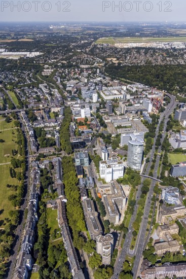 Aerial view, site view as well as construction site and new construction of the three-storey
