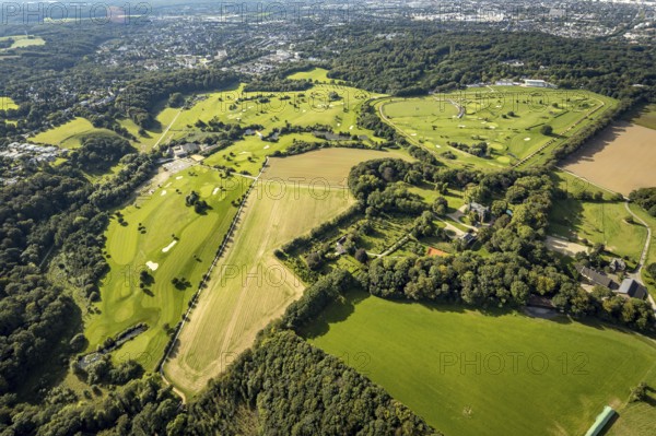 Aerial view, golf course Düsseldorf-Grafenberg in the district Ludenberg in Düsseldorf, Rhineland,