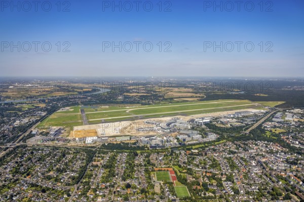 Aerial photograph, Düsseldorf Airport in the Lohausen district of Düsseldorf, Rhineland, North