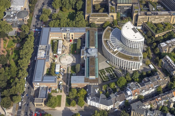 Aerial view, art palace and semicircular building of the Ministry of the Environment of North