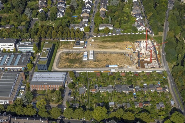 Aerial view, construction site Zoo eins neighbourhood for flats on Max-Planck-Straße in the