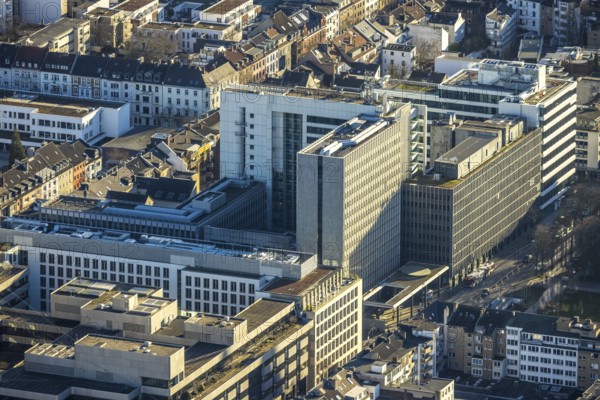 Aerial view, office buildings and commercial buildings with Ministry of the Interior of the State