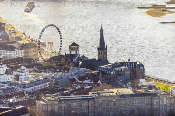 Aerial view, Wheel of Vision Ferris wheel at Burgplatz at Christmas time in the Old Town in