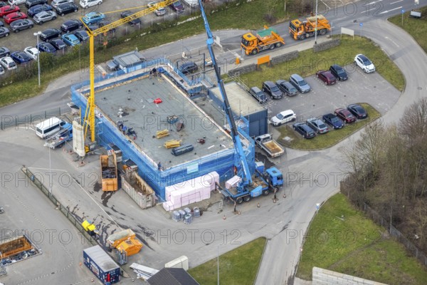 Aerial view, construction site recycling centre Donnerberg, Bottrop, Ruhr area, North