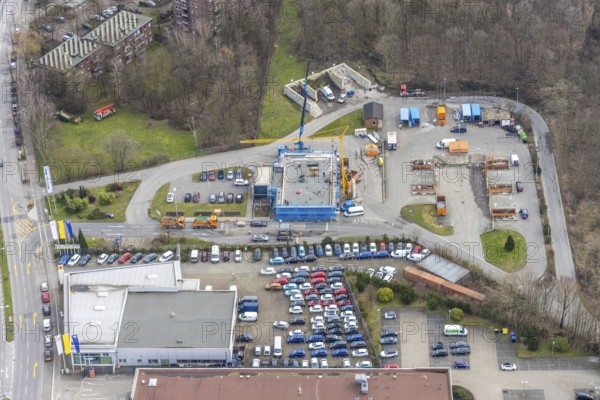 Aerial view, construction site recycling centre Donnerberg, Bottrop, Ruhr area, North