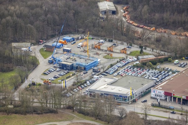 Aerial view, construction site recycling centre Donnerberg, Bottrop, Ruhr area, North