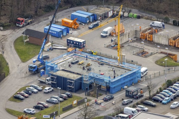 Aerial view, construction site recycling centre Donnerberg, Bottrop, Ruhr area, North