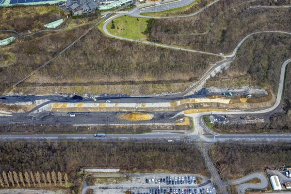 Aerial view, alpincenter Bottrop, Prosperstraße slag heap, Bottrop, Ruhr area, North