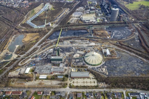 Aerial view, construction site demolition works of the former Prosper-Haniel II mine, Bottrop, Ruhr
