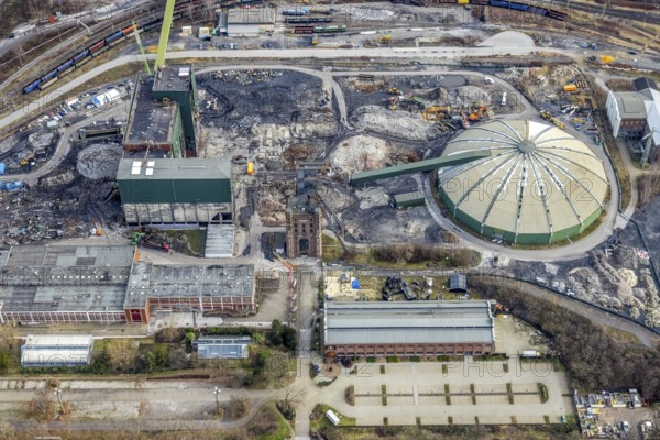 Aerial view, construction site demolition works of the former Prosper-Haniel II mine, Bottrop, Ruhr