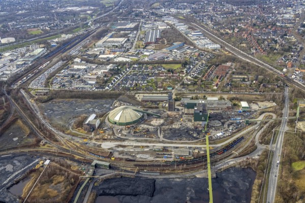 Aerial view, construction site demolition works of the former Prosper-Haniel II mine, Bottrop, Ruhr