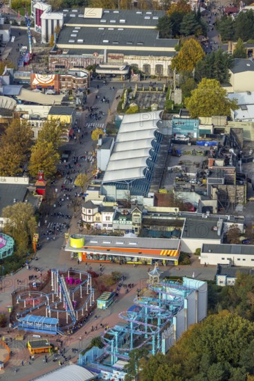 Aerial view, Movie Park Germany in the district Kirchhellen-Nord-Ost in Bottrop, Ruhr area, North