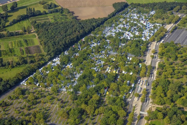 Aerial view, Caravan Centre Campsite at the fairground car park in the Stockum district of