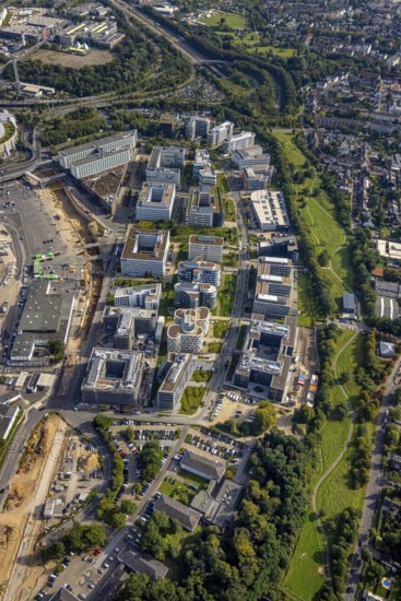 Aerial view, commercial area between Flughafenstraße and Klaus-Bungert-Straße with Flughafen