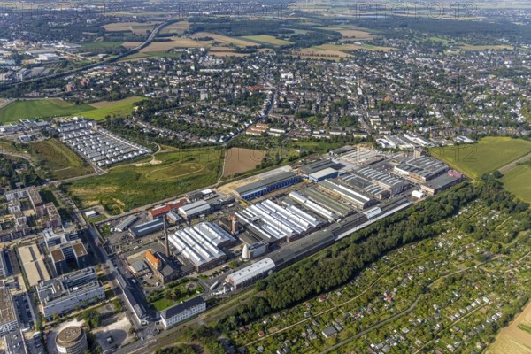 Aerial view, Areal Böhler commercial area and residential area Unter der Mühle in the district