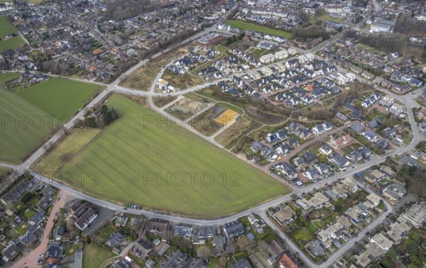 Aerial view, local view Kirchhellen Hackfurthstraße, Bottrop-Kirchhellen, Ruhr area, North