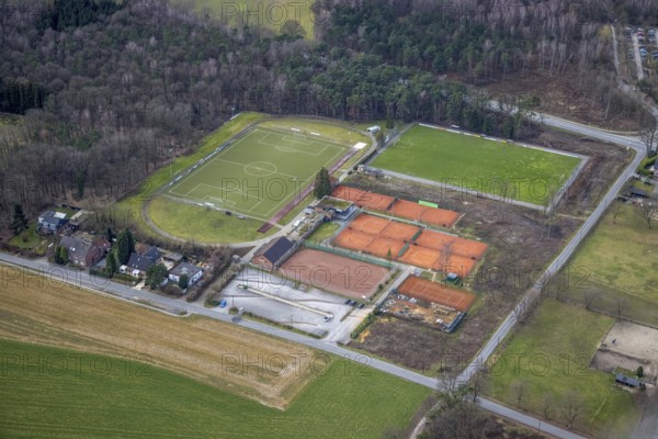 Aerial view, sports facility VfL Grafenwald, Sensenfeld, Bottrop-Kirchhellen, Ruhr area, North