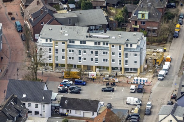 Aerial view, construction site, new building project Kirchhellener arcades at Schulstraße at Alter