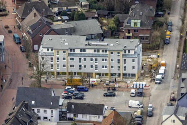 Aerial view, construction site, new building project Kirchhellener arcades at Schulstraße at Alter
