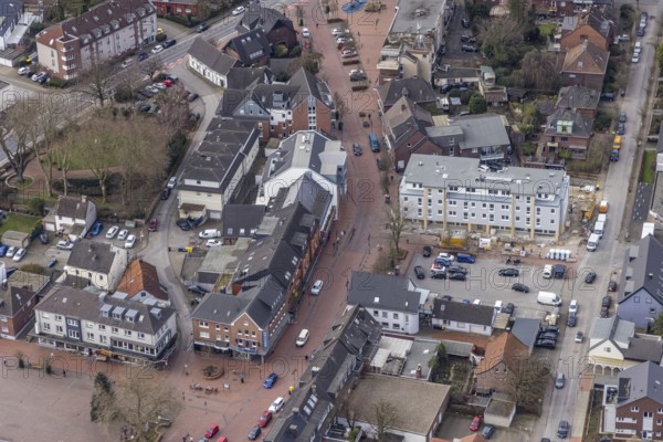 Aerial view, construction site, new building project Kirchhellener arcades at Schulstraße at Alter