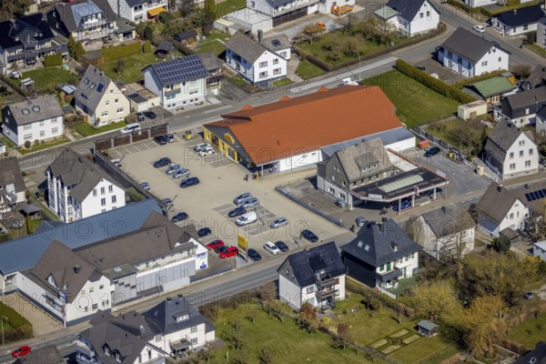 Aerial view, Netto supermarket, Eselskamp, Action SchnäppchenMarkt, Altenbürener Straße, Brilon,