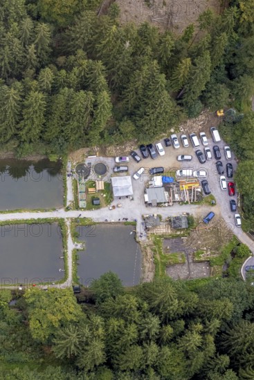 Aerial photo, fishing ponds Angelparadies Steinbachtal in Breckerfeld, Sauerland, North