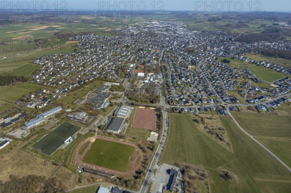 Aerial view, local view, sports field Carl-Diem-Weg, SV 1920 Brilon e.V., stadium Zur Jakobuslinde,