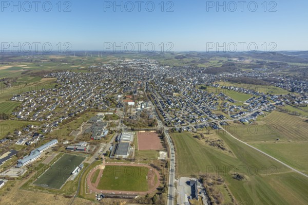 Aerial view, local view, sports field Carl-Diem-Weg, SV 1920 Brilon e.V., stadium Zur Jakobuslinde,