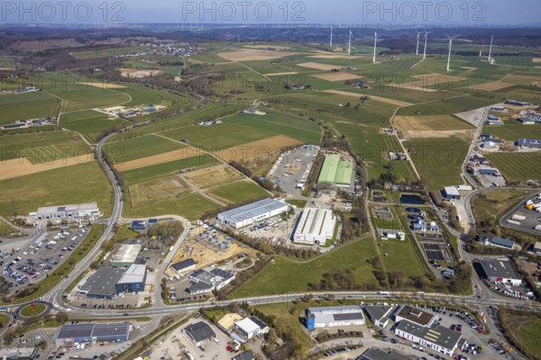Aerial view, commercial area Möhnestraße, Brilon, Sauerland, North Rhine-Westphalia, Germany, DE,
