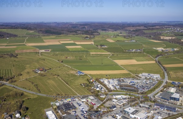 Aerial view, commercial area Möhnestraße, Brilon, Sauerland, North Rhine-Westphalia, Germany, DE,
