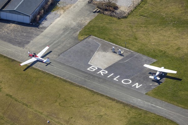 Aerial photo, Brilon Hochsauerland airfield, Zum alten Tower, petrol station, EFR Brilon landing