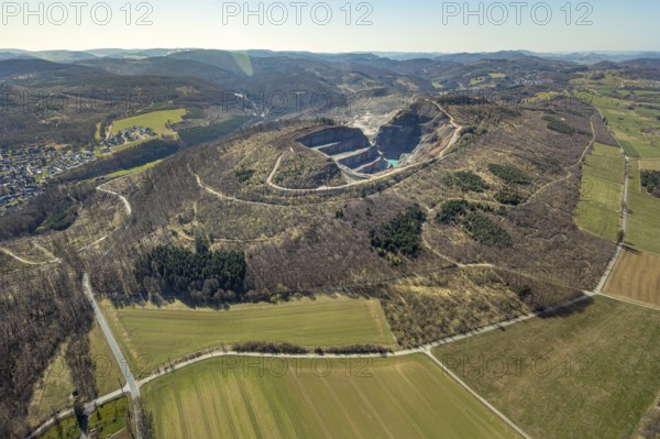 Aerial view, Bilstein quarry, Westdeutsche Grauwacke-Union, Brilon, Sauerland, North