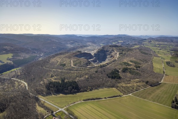 Aerial view, Bilstein quarry, Westdeutsche Grauwacke-Union, Brilon, Sauerland, North