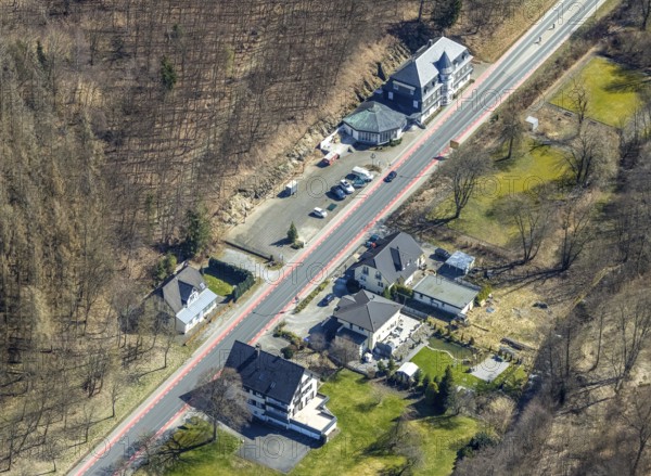 Aerial view, Schlosshotel Helax, Korbacher Straße, permanently closed, Brilon-Wald, Brilon,
