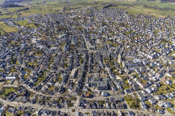 Aerial view, city centre view, Brilon, Sauerland, North Rhine-Westphalia, Germany, City, DE,
