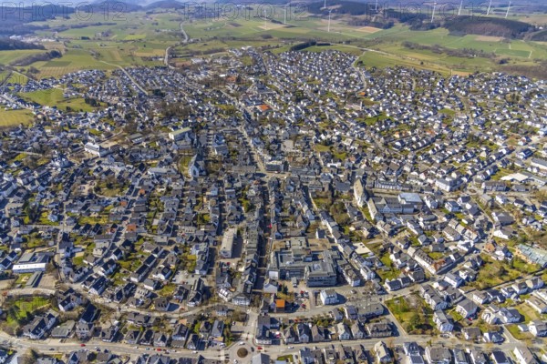 Aerial view, city centre view, Brilon, Sauerland, North Rhine-Westphalia, Germany, City, DE,