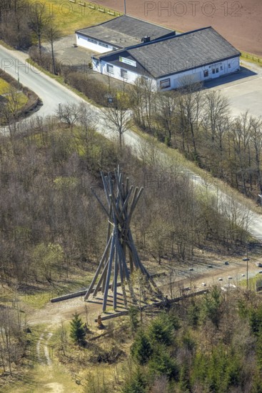 Aerial view, Kyrill-Tor at Briloner Bürgerwald, Petersborn, Brilon, Sauerland, North