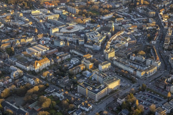 Aerial view, city centre view and new Bauknecht quarter with construction site at the RAG building