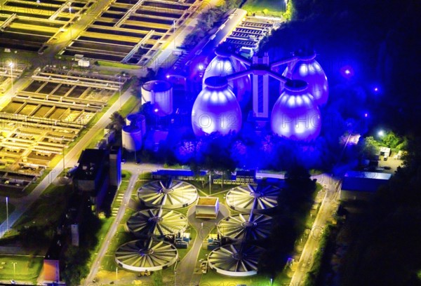 Aerial view, Emschergenossenschaft Klärwerk Bottrop, Welheim, Bottrop, Ruhr area, North