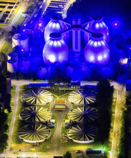 Aerial view, Emschergenossenschaft Klärwerk Bottrop, Welheim, Bottrop, Ruhr area, North