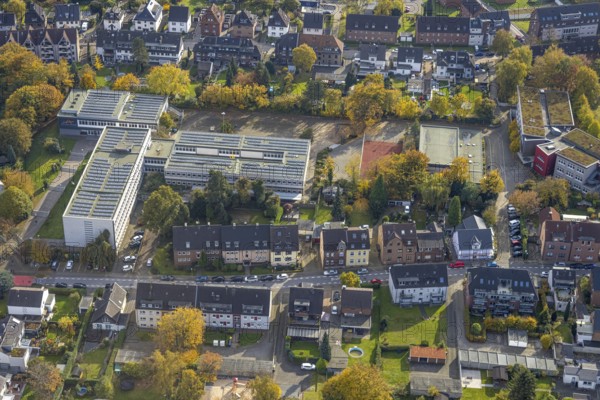 Aerial view, Josef-Albers-Gymnasium Bottrop in the south-west district of Bottrop, Ruhr area, North