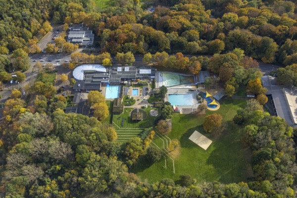 Aerial view, Solbad Vonderort with sauna, wellness and outdoor pool in the Revierpark Vonderort in