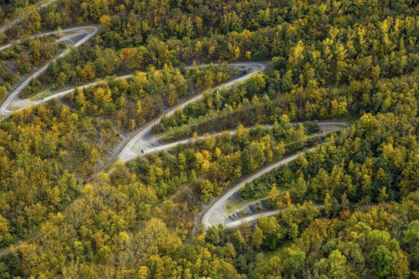 Aerial view, serpentine path to the tetrahedron on the Beckstraße spoil tip in the Batenbrock-Nord