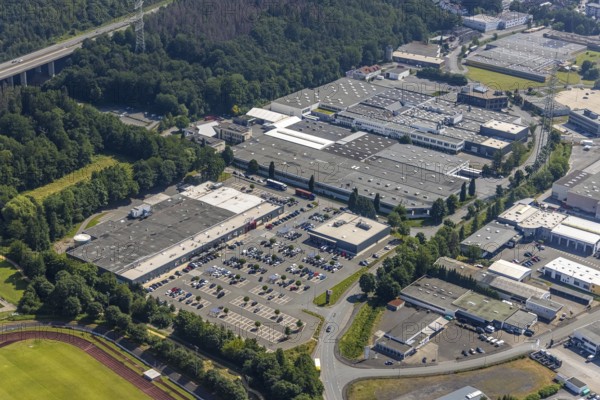 Aerial view, industrial area Westring, META-Regalbau, company premises Fritz Streiter, Bruchhausen,