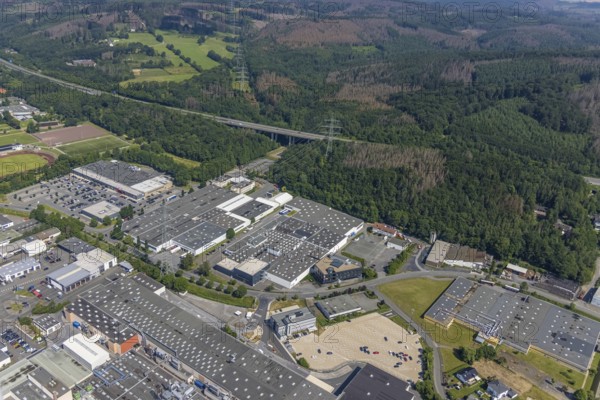 Aerial view, industrial area Westring, META-Regalbau, company premises Fritz Streiter, Bruchhausen,