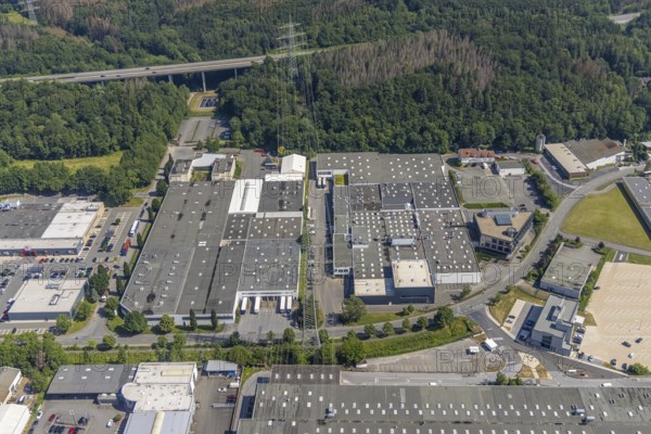 Aerial view, industrial area Westring, META-Regalbau, company premises Fritz Streiter, Bruchhausen,