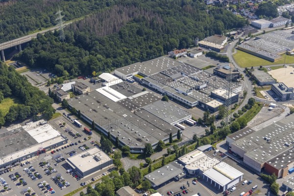 Aerial view, industrial area Westring, META-Regalbau, company premises Fritz Streiter, Bruchhausen,