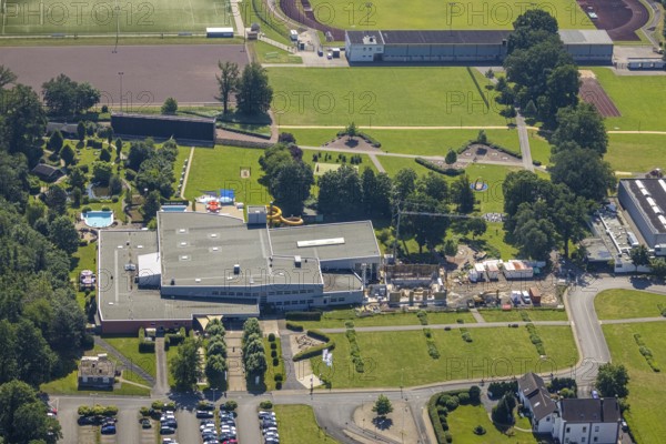 Aerial view, Freizeitbad Naß Arnsberg, Hüsten, Arnsberg, Sauerland, North Rhine-Westphalia,